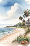 Outer Banks Beach Watercolor Art