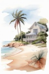 Outer Banks Beach Watercolor Art