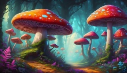 Mushrooms Fly Agaric Fantasy Forest