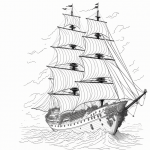 Pirate Ship - Coloring Page