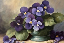 Purple Pansy Flowers In A Vase