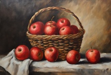 Rustic Basket With Red Apples