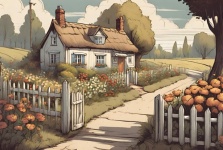 Small Cottage With Flowers