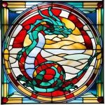 Stained Glass Tile With Dragon