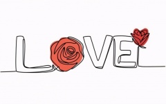 Text Love With Rose Flower