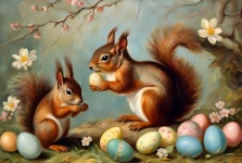 Vintage Easter Squirrels
