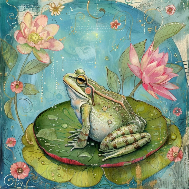 Frog On Lily Pad Art Print Free Stock Photo - Public Domain Pictures