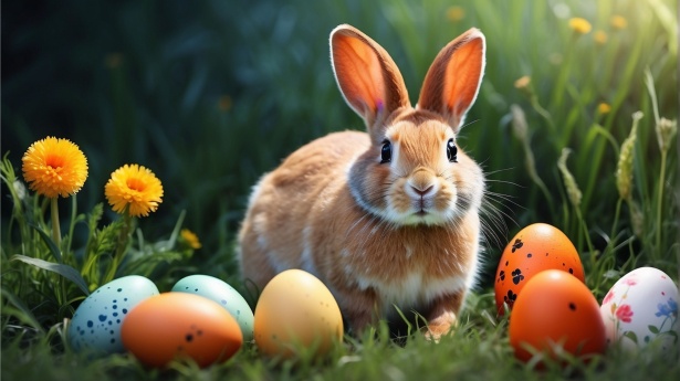 Rabbit With Easter Eggs Free Stock Photo - Public Domain Pictures