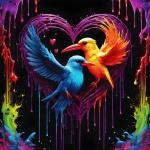 Abstract Fantasy Heart Bird