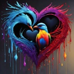 Abstract Heart Bird Art