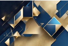 Blue Gold Geometric Background