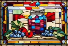 Blueberries Stained Glass