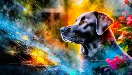 Dog, Black Labrador Animal Portrait