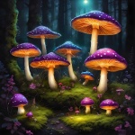 Fly Agarics Mushroom Forest Landscape