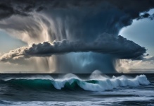 Thunderstorm Sky Sea Waves