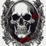 Gothic Skull With Red Roses