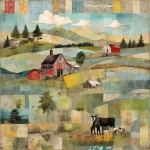 Country Farm Patchwork Art Print