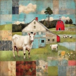 Country Farm Patchwork Art Print