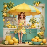 Vintage Woman Lemon Aid Art