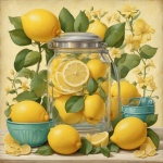Mid-Century Vintage Lemon Art