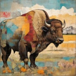 Bison Buffalo Patchwork Art Print