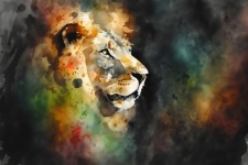 Lion Portrait Abstract Art Print