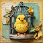 Vintage Canary In Cage Art Print