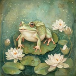 Lily Pond Frog Art Print
