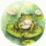 Frog On Lily Pad Art Print