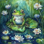 Frog On Lily Pad Art Print