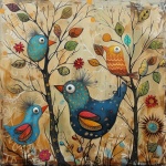 Whimsical Colorful Bird Art Print