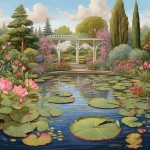 Lily Pond Garden Art Print