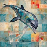 Nautical Dolphin Patchwork Art