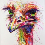 Abstract Ostrich Portrait Sketch