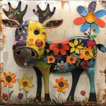 Whimsical Flowery Moose Decoration