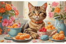 Cute Kitchen Cat Art Print