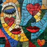 Abstract Mosaic Faces Art Print