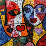 Abstract Mosaic Faces Art Print