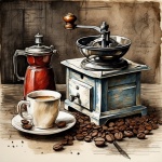 Vintage Coffee Bean Grinder Art