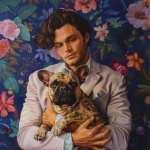 Man With French Bulldog Portrait