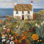Cottage By The Sea Floral Art