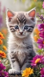 Kitten Cat Flower Meadow