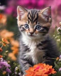 Kitten Cat Flower Meadow
