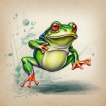 Leaping Frog Cartoon Art