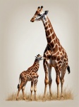 Mother And Child Giraffe