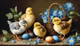 Easter Chick Forget-me-nots