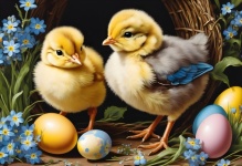Easter Chick Forget-me-nots