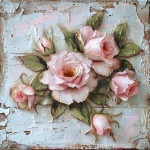 Pink Roses On Wood Art
