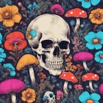 Skull With Mushroom Background