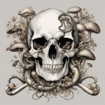 Skull With Mushrooms And Snakes